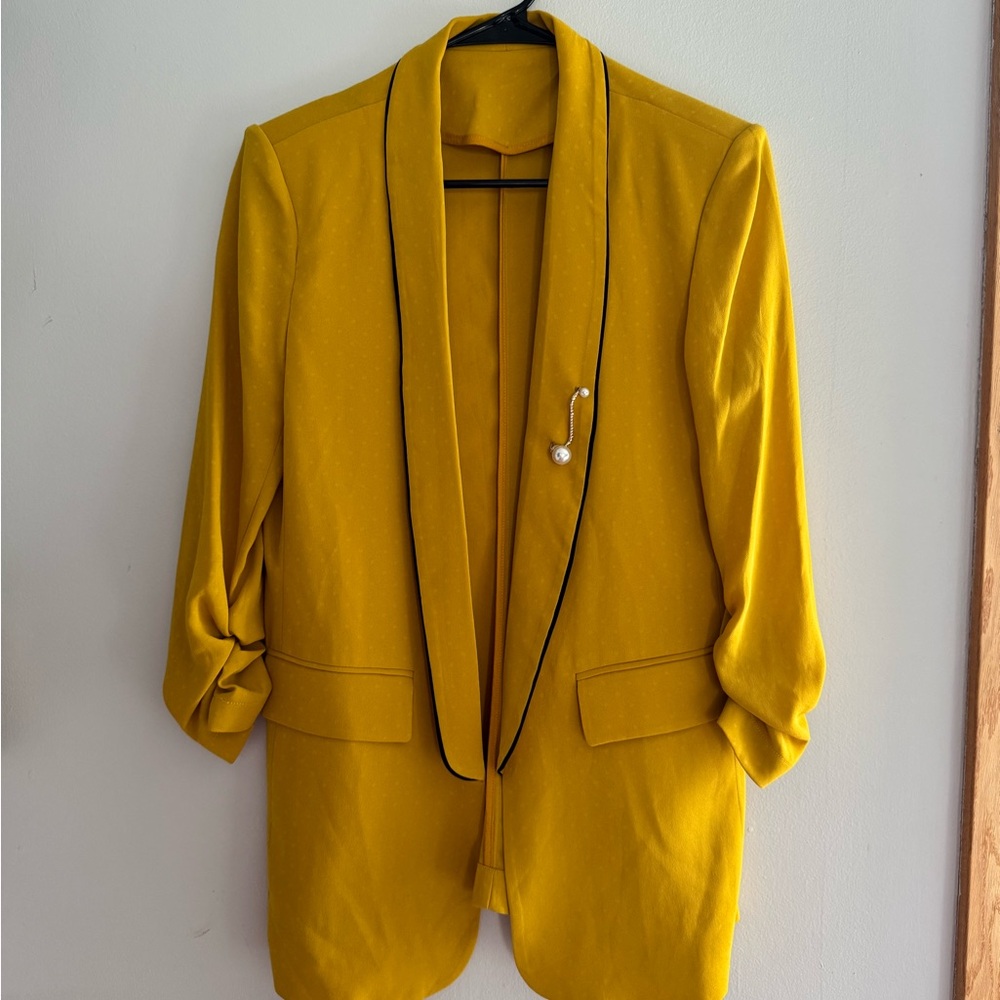 Yellow Blazer with Black Trim
